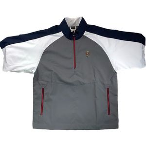 FootJoy Mens M Medium Sport Windshirt Blue Gray White Windbreaker 1/4 Zip